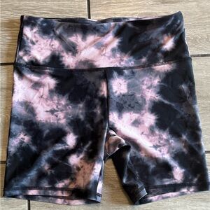 Forever 21 Black & Pink Tie-Dye High-Rise Bike Shorts